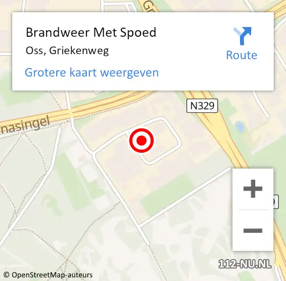 Locatie op kaart van de 112 melding: Brandweer Met Spoed Naar Oss, Griekenweg op 23 juli 2021 14:26