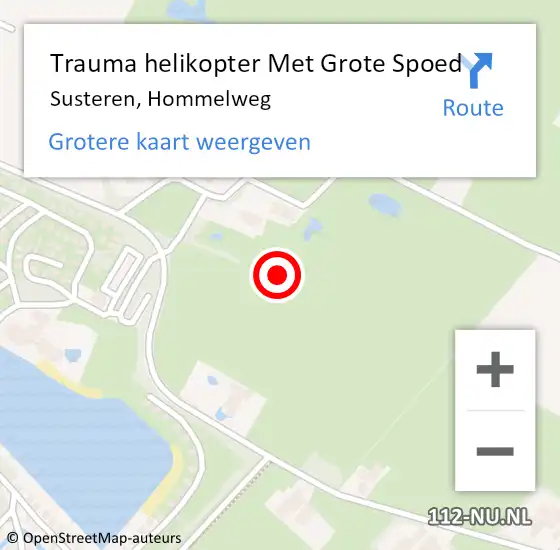 Locatie op kaart van de 112 melding: Trauma helikopter Met Grote Spoed Naar Susteren, Hommelweg op 23 juli 2021 14:32