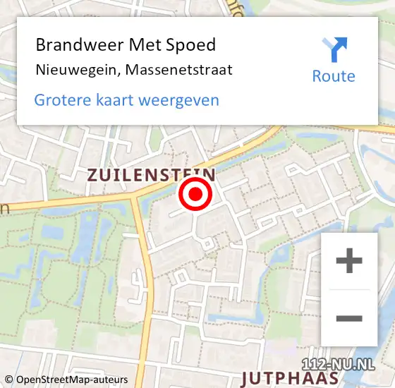 Locatie op kaart van de 112 melding: Brandweer Met Spoed Naar Nieuwegein, Massenetstraat op 23 juli 2021 15:07