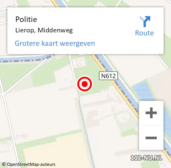 Locatie op kaart van de 112 melding: Politie Lierop, Middenweg op 23 juli 2021 15:08