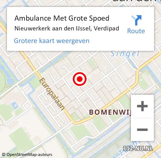 Locatie op kaart van de 112 melding: Ambulance Met Grote Spoed Naar Nieuwerkerk aan den IJssel, Verdipad op 23 juli 2021 15:25