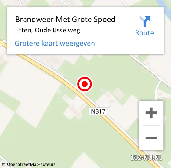 Locatie op kaart van de 112 melding: Brandweer Met Grote Spoed Naar Etten, Oude IJsselweg op 23 juli 2021 15:26