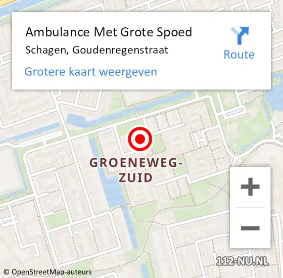 Locatie op kaart van de 112 melding: Ambulance Met Grote Spoed Naar Schagen, Goudenregenstraat op 23 juli 2021 15:30