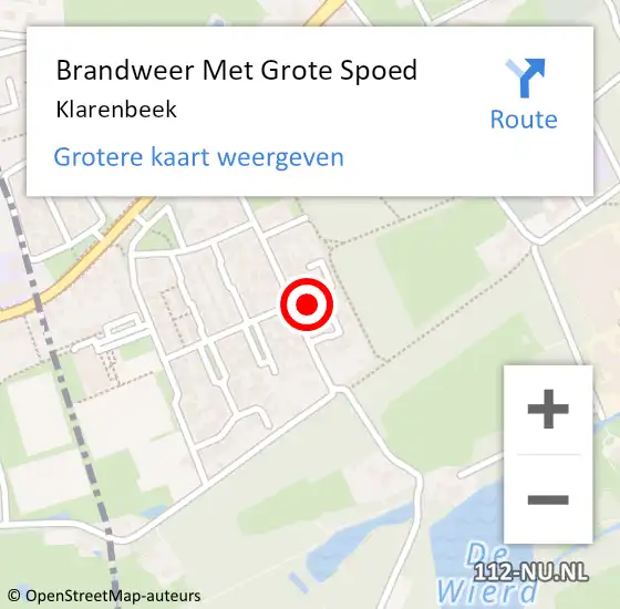 Locatie op kaart van de 112 melding: Brandweer Met Grote Spoed Naar Klarenbeek op 23 juli 2021 15:47
