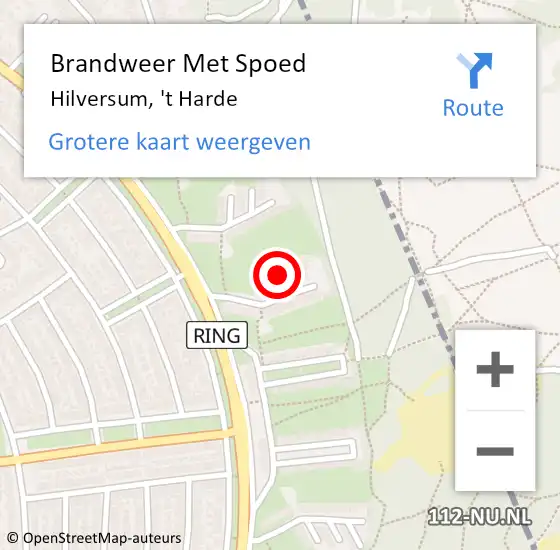 Locatie op kaart van de 112 melding: Brandweer Met Spoed Naar Hilversum, 't Harde op 23 juli 2021 15:57