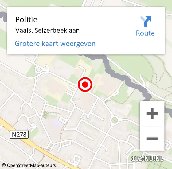 Locatie op kaart van de 112 melding: Politie Vaals, Selzerbeeklaan op 23 juli 2021 16:00