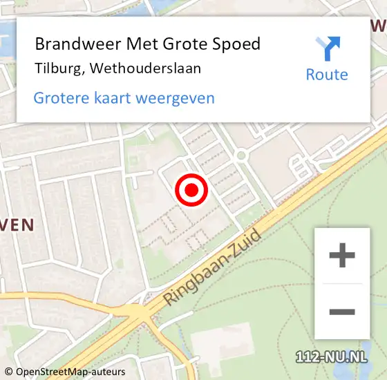 Locatie op kaart van de 112 melding: Brandweer Met Grote Spoed Naar Tilburg, Wethouderslaan op 23 juli 2021 16:00