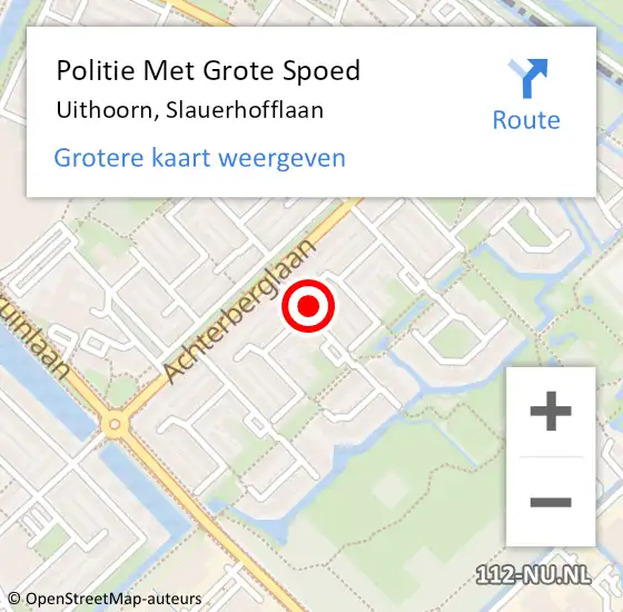 Locatie op kaart van de 112 melding: Politie Met Grote Spoed Naar Uithoorn, Slauerhofflaan op 23 juli 2021 16:03