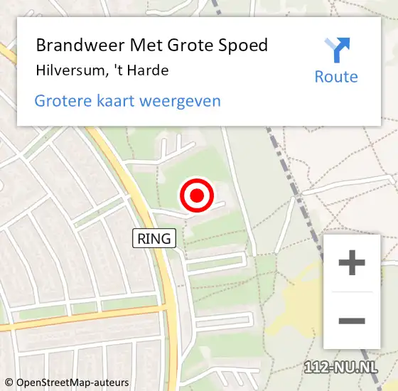 Locatie op kaart van de 112 melding: Brandweer Met Grote Spoed Naar Hilversum, 't Harde op 23 juli 2021 16:04