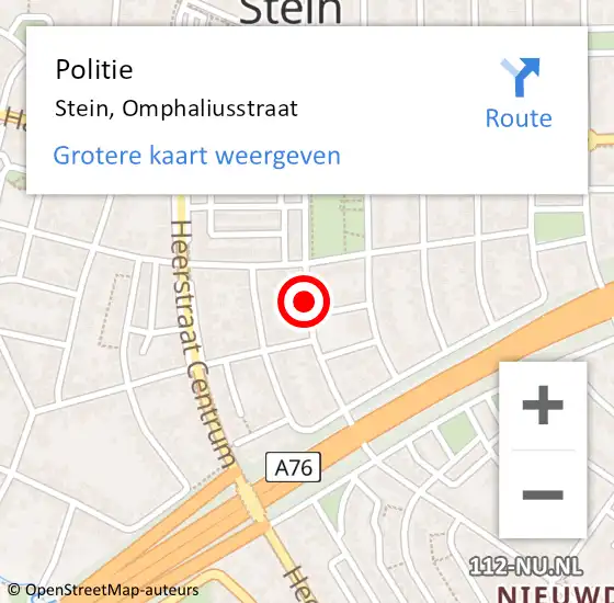 Locatie op kaart van de 112 melding: Politie Stein, Omphaliusstraat op 23 juli 2021 16:13