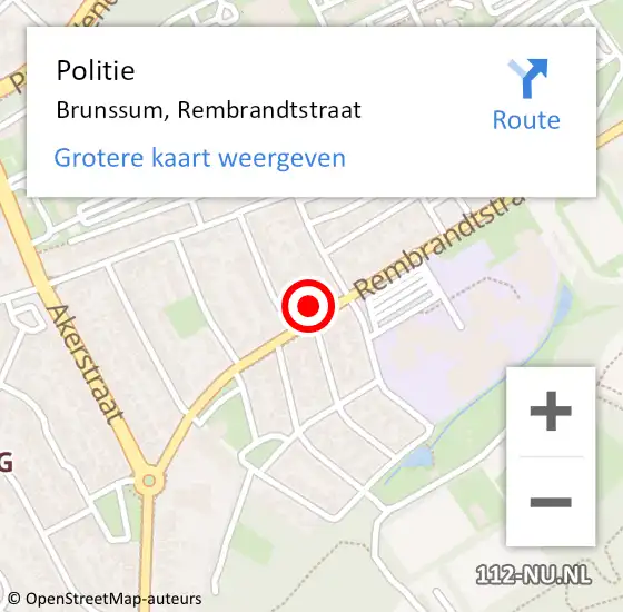 Locatie op kaart van de 112 melding: Politie Brunssum, Rembrandtstraat op 23 juli 2021 16:23