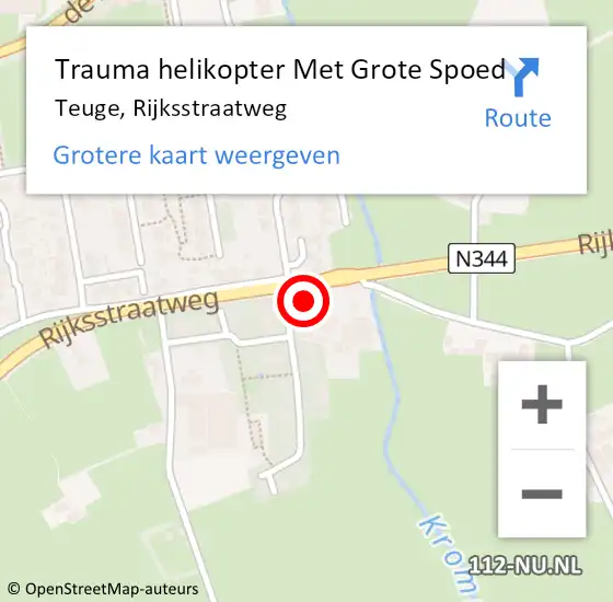 Locatie op kaart van de 112 melding: Trauma helikopter Met Grote Spoed Naar Teuge, Rijksstraatweg op 23 juli 2021 16:42