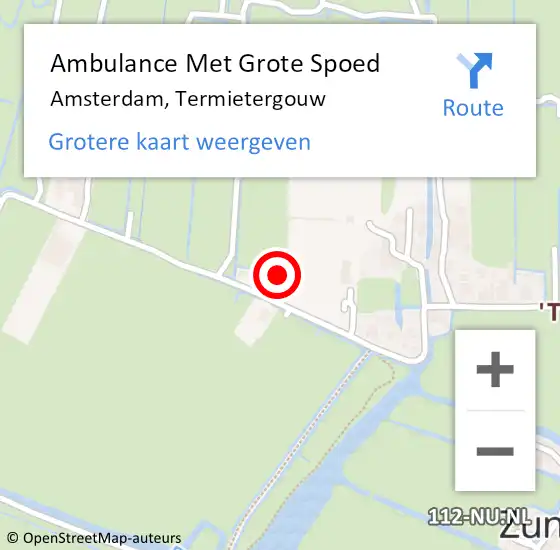 Locatie op kaart van de 112 melding: Ambulance Met Grote Spoed Naar Amsterdam, Termietergouw op 23 juli 2021 16:48