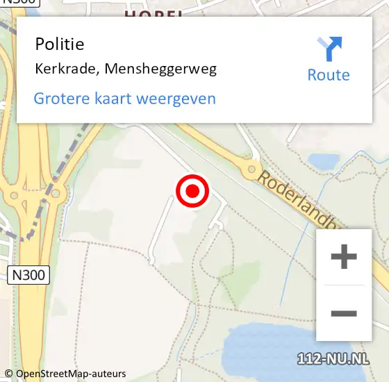 Locatie op kaart van de 112 melding: Politie Kerkrade, Mensheggerweg op 23 juli 2021 16:56