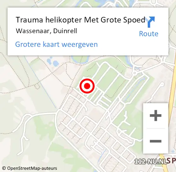 Locatie op kaart van de 112 melding: Trauma helikopter Met Grote Spoed Naar Wassenaar, Duinrell op 23 juli 2021 16:57