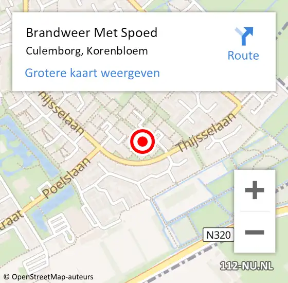 Locatie op kaart van de 112 melding: Brandweer Met Spoed Naar Culemborg, Korenbloem op 23 juli 2021 16:59