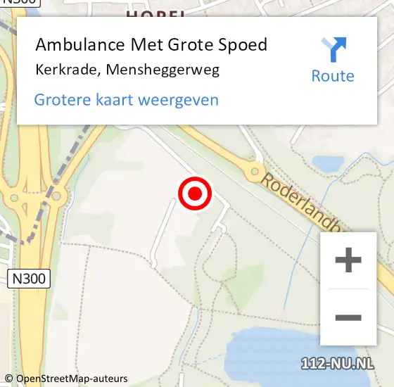 Locatie op kaart van de 112 melding: Ambulance Met Grote Spoed Naar Kerkrade, Mensheggerweg op 23 juli 2021 16:59