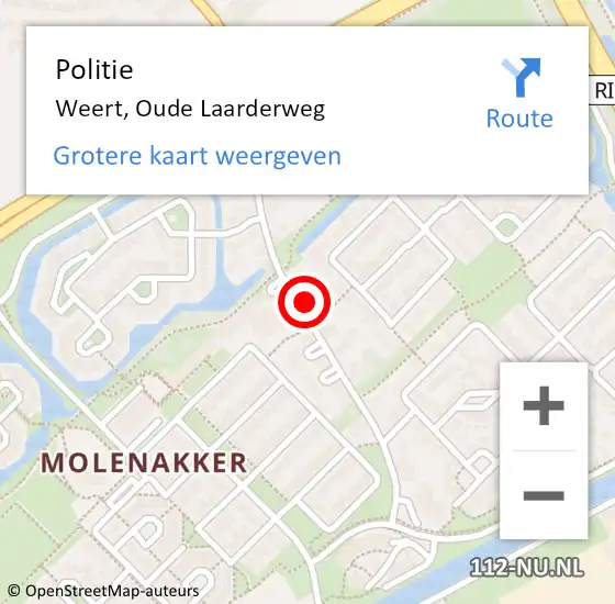 Locatie op kaart van de 112 melding: Politie Weert, Oude Laarderweg op 23 juli 2021 17:07