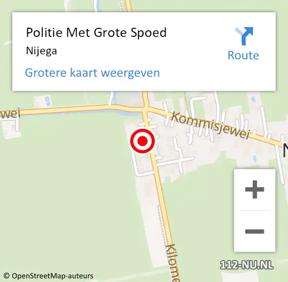 Locatie op kaart van de 112 melding: Politie Met Grote Spoed Naar Nijega op 23 juli 2021 17:11