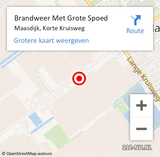 Locatie op kaart van de 112 melding: Brandweer Met Grote Spoed Naar Maasdijk, Korte Kruisweg op 23 juli 2021 17:13