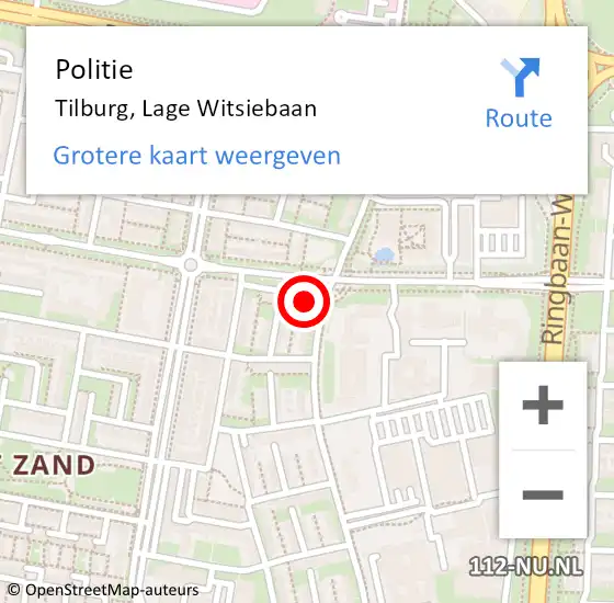 Locatie op kaart van de 112 melding: Politie Tilburg, Lage Witsiebaan op 23 juli 2021 17:15