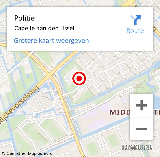 Locatie op kaart van de 112 melding: Politie Capelle aan den IJssel op 23 juli 2021 17:17