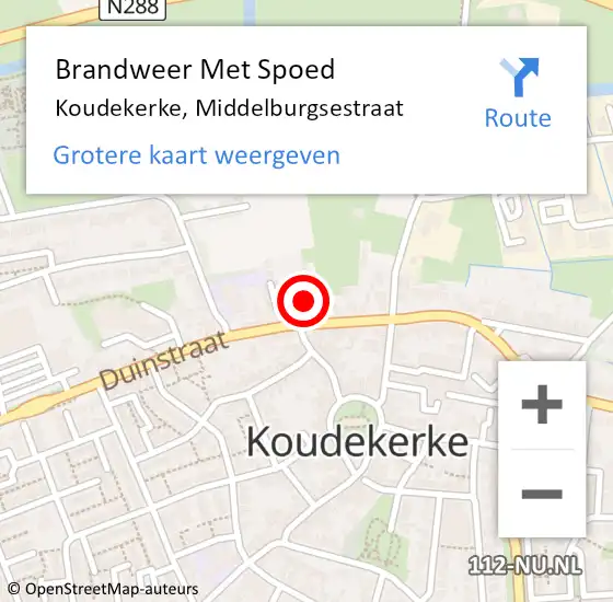 Locatie op kaart van de 112 melding: Brandweer Met Spoed Naar Koudekerke, Middelburgsestraat op 23 juli 2021 17:18