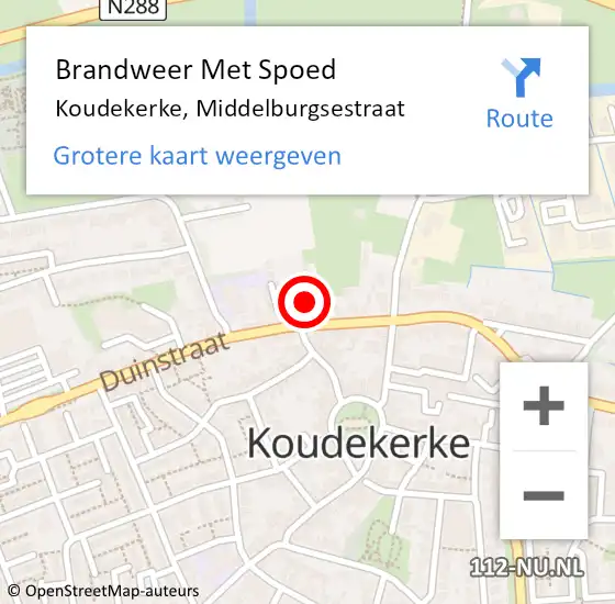 Locatie op kaart van de 112 melding: Brandweer Met Spoed Naar Koudekerke, Middelburgsestraat op 23 juli 2021 17:19