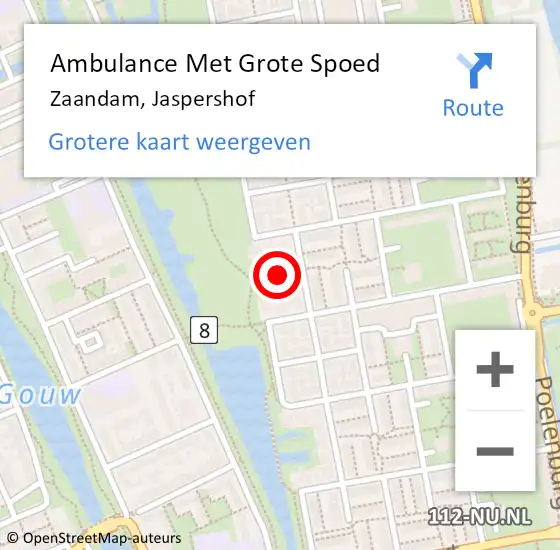 Locatie op kaart van de 112 melding: Ambulance Met Grote Spoed Naar Zaandam, Jaspershof op 23 juli 2021 17:26