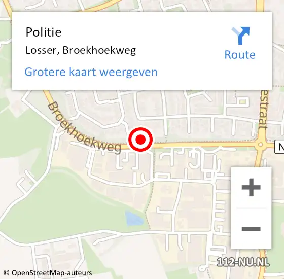 Locatie op kaart van de 112 melding: Politie Losser, Broekhoekweg op 23 juli 2021 17:45