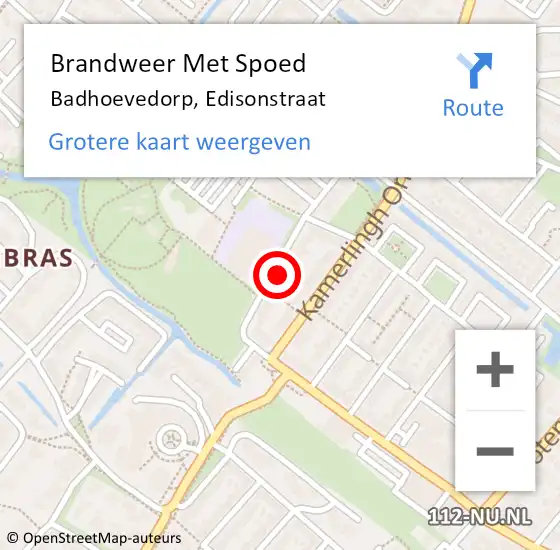 Locatie op kaart van de 112 melding: Brandweer Met Spoed Naar Badhoevedorp, Edisonstraat op 23 juli 2021 18:01