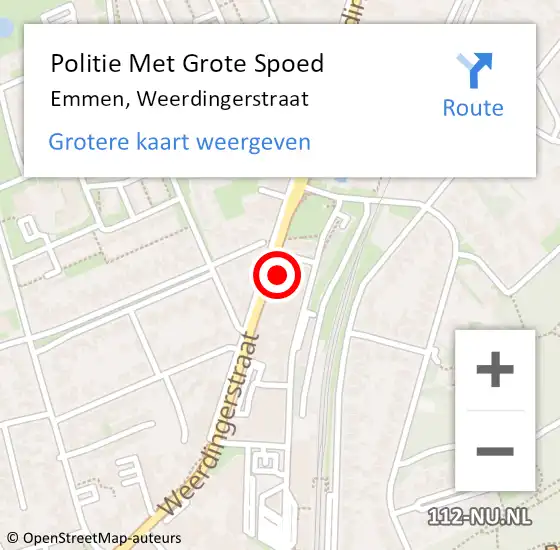 Locatie op kaart van de 112 melding: Politie Met Grote Spoed Naar Emmen, Weerdingerstraat op 23 juli 2021 18:02