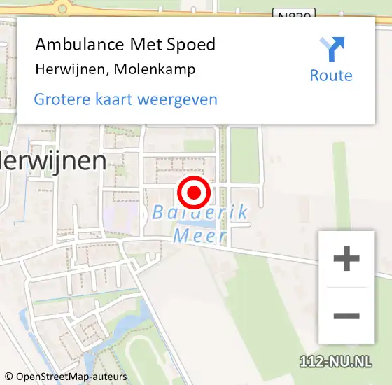 Locatie op kaart van de 112 melding: Ambulance Met Spoed Naar Herwijnen, Molenkamp op 23 juli 2021 18:37