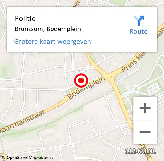 Locatie op kaart van de 112 melding: Politie Brunssum, Bodemplein op 23 juli 2021 18:48