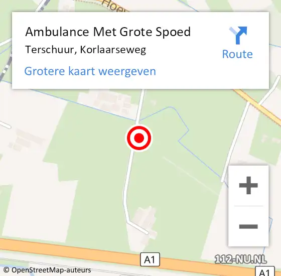 Locatie op kaart van de 112 melding: Ambulance Met Grote Spoed Naar Terschuur, Korlaarseweg op 23 juli 2021 18:59