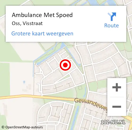 Locatie op kaart van de 112 melding: Ambulance Met Spoed Naar Oss, Visstraat op 17 juni 2014 13:27