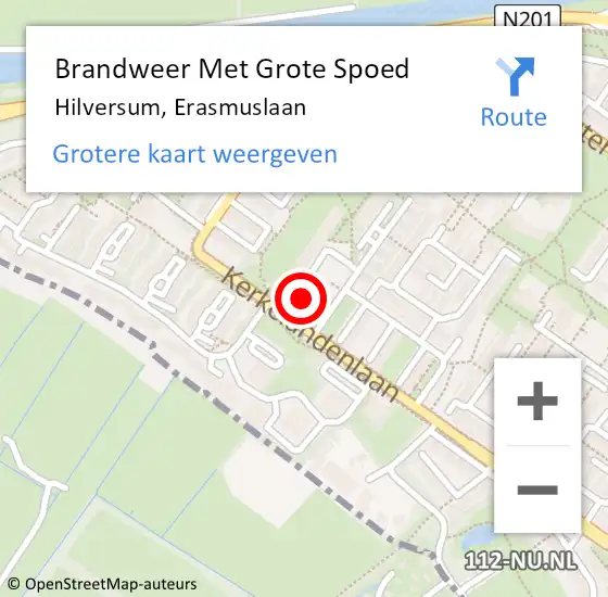 Locatie op kaart van de 112 melding: Brandweer Met Grote Spoed Naar Hilversum, Erasmuslaan op 23 juli 2021 19:21