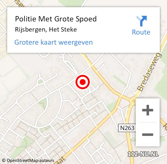 Locatie op kaart van de 112 melding: Politie Met Grote Spoed Naar Rijsbergen, Het Steke op 23 juli 2021 19:30