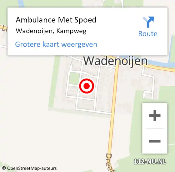 Locatie op kaart van de 112 melding: Ambulance Met Spoed Naar Wadenoijen, Kampweg op 23 juli 2021 19:31