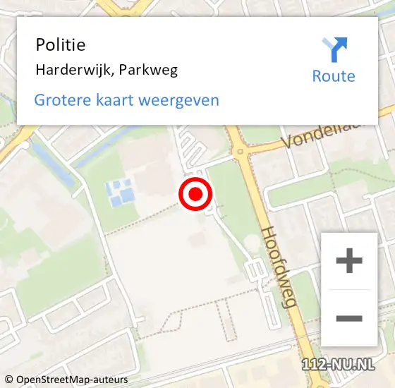 Locatie op kaart van de 112 melding: Politie Harderwijk, Parkweg op 23 juli 2021 19:54