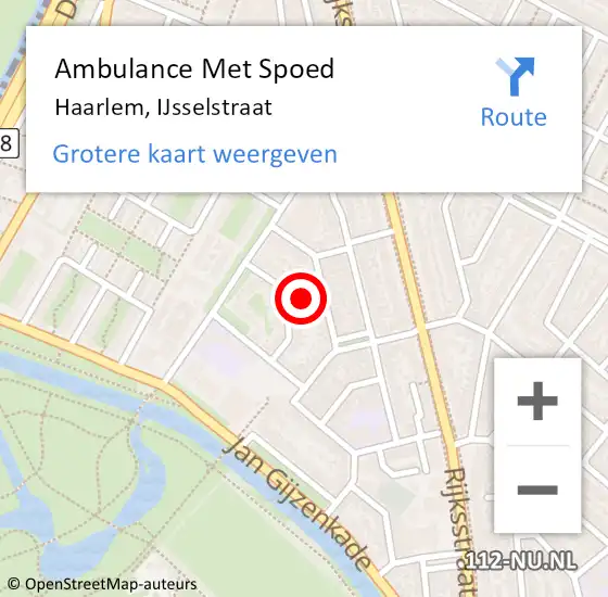 Locatie op kaart van de 112 melding: Ambulance Met Spoed Naar Haarlem, IJsselstraat op 23 juli 2021 19:58