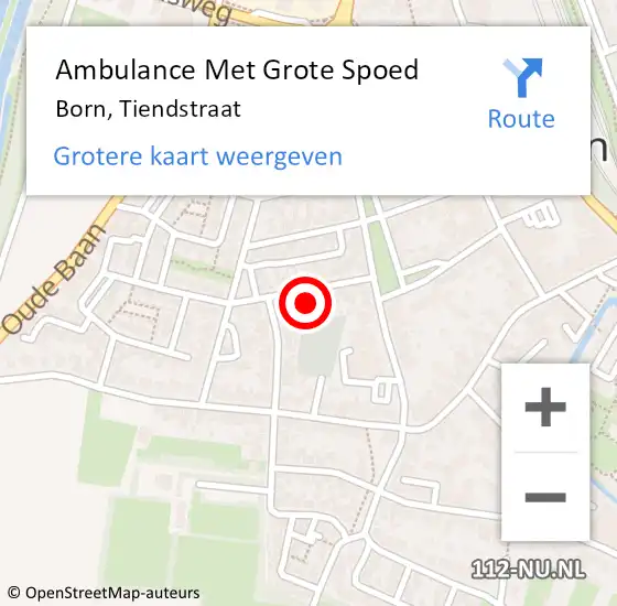 Locatie op kaart van de 112 melding: Ambulance Met Grote Spoed Naar Born, Tiendstraat op 23 juli 2021 20:10