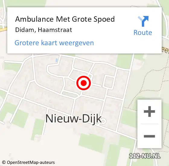 Locatie op kaart van de 112 melding: Ambulance Met Grote Spoed Naar Didam, Haamstraat op 23 juli 2021 20:13
