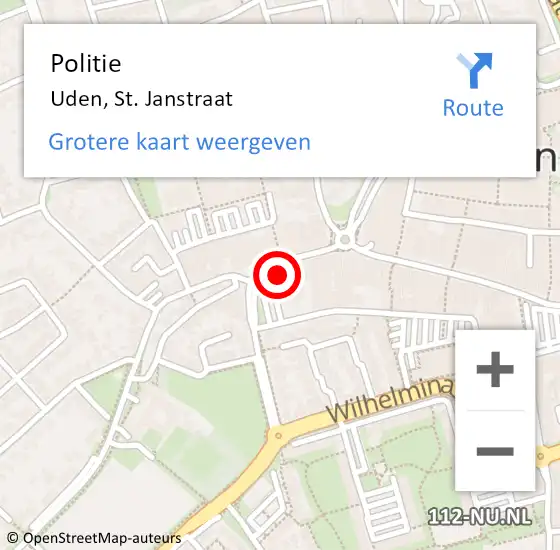 Locatie op kaart van de 112 melding: Politie Uden, St. Janstraat op 23 juli 2021 20:19