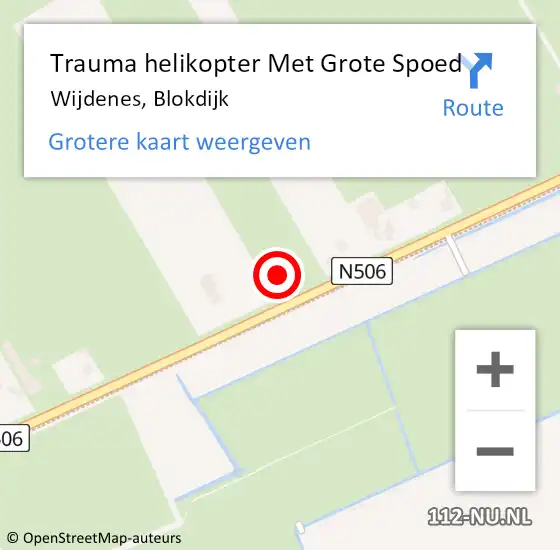 Locatie op kaart van de 112 melding: Trauma helikopter Met Grote Spoed Naar Wijdenes, Blokdijk op 23 juli 2021 20:22