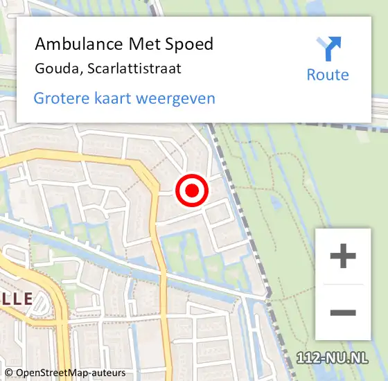 Locatie op kaart van de 112 melding: Ambulance Met Spoed Naar Gouda, Scarlattistraat op 23 juli 2021 21:09