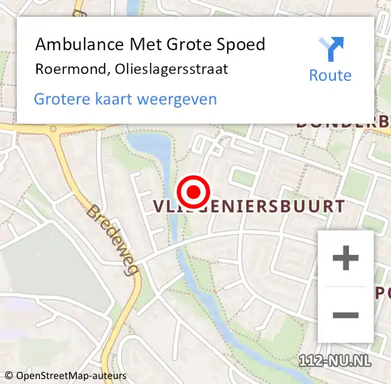 Locatie op kaart van de 112 melding: Ambulance Met Grote Spoed Naar Roermond, Olieslagersstraat op 23 juli 2021 21:12