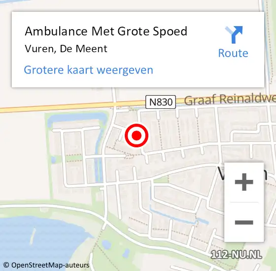 Locatie op kaart van de 112 melding: Ambulance Met Grote Spoed Naar Vuren, De Meent op 23 juli 2021 21:26