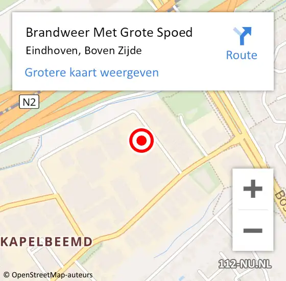 Locatie op kaart van de 112 melding: Brandweer Met Grote Spoed Naar Eindhoven, Boven Zijde op 23 juli 2021 21:45