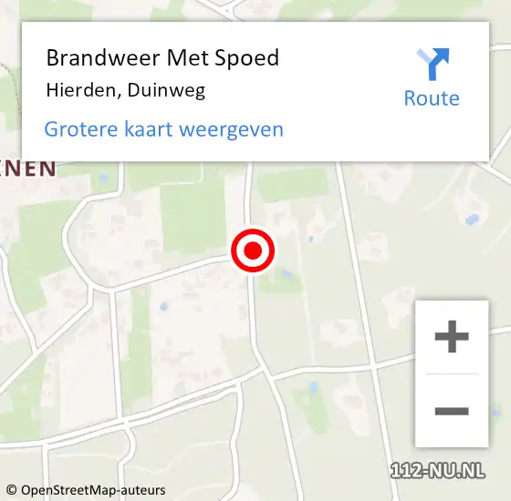 Locatie op kaart van de 112 melding: Brandweer Met Spoed Naar Hierden, Duinweg op 23 juli 2021 22:14